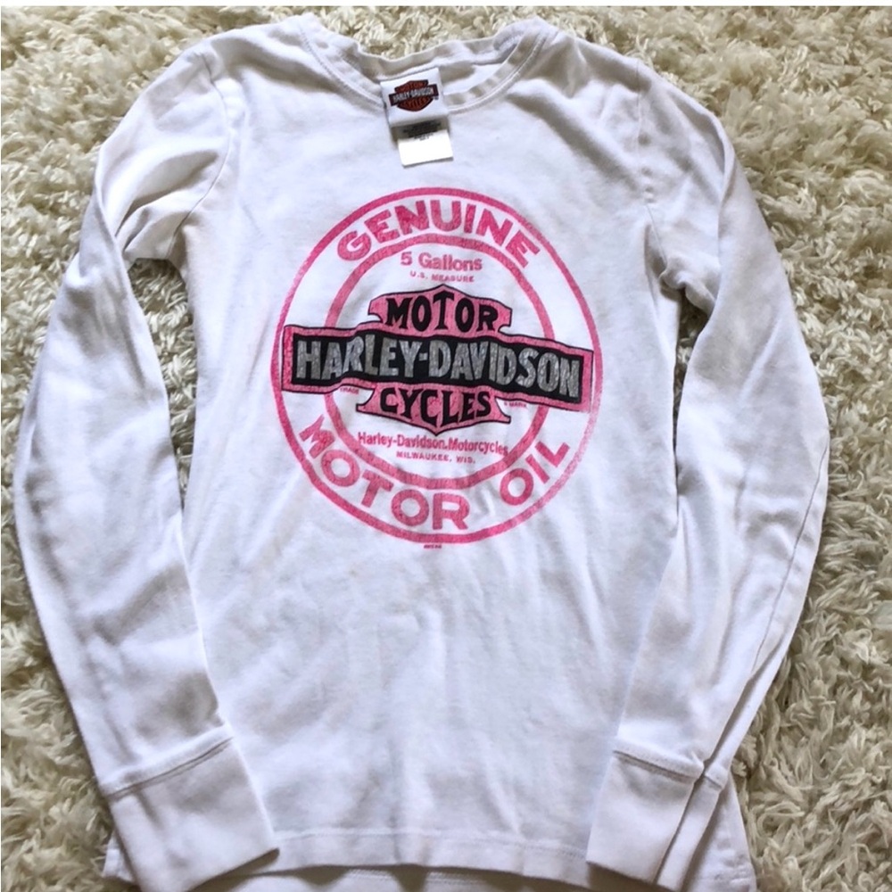 Harley-Davidson Long Sleeve Shirt in Cream and Pink